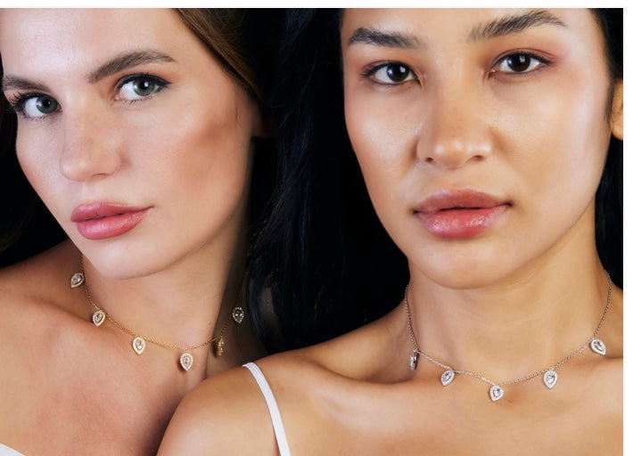 Water Drop Charm Choker Gold