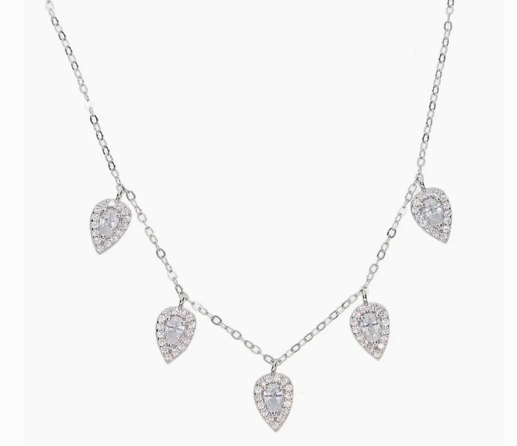 Water Drop Charm Choker Silver