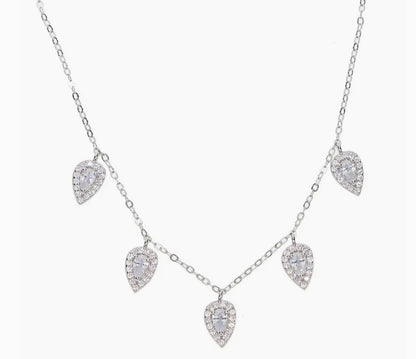 Water Drop Charm Choker Silver