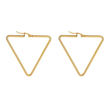 Gold Plated Large Geometric Triangle Hoop