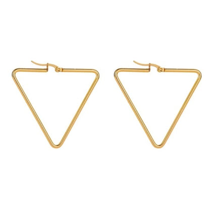 Gold Plated Large Geometric Triangle Hoop