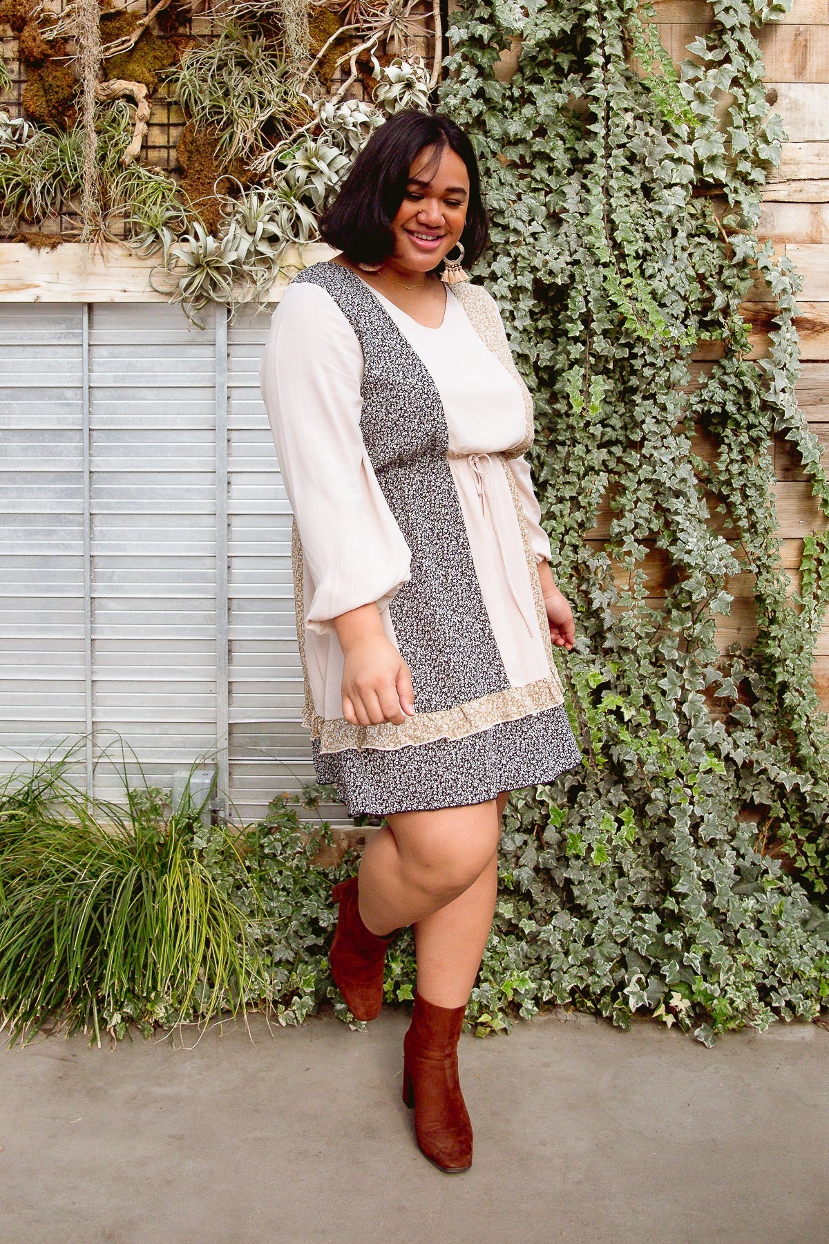 Floral Cuts Midi Dress