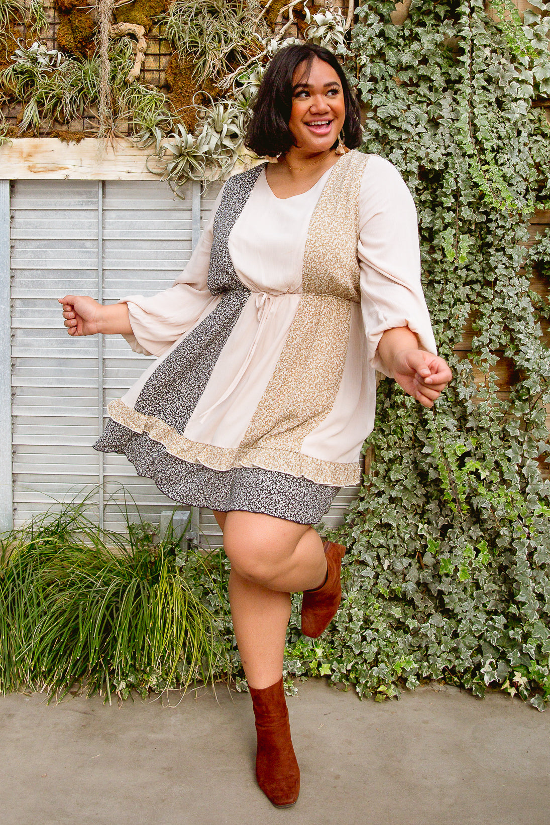 Floral Cuts Midi Dress